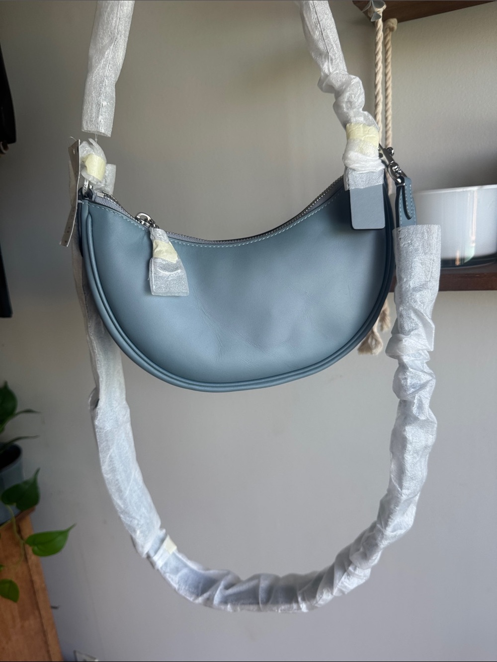 Coach Mira Crescent Shoulder Bag or crossbody in Dusty Blue